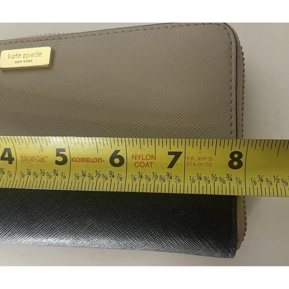 Kate Spade Laurel Way Neda Zip Around Wallet Black/Tan Color Block Leather Gold - Picture 5 of 10
